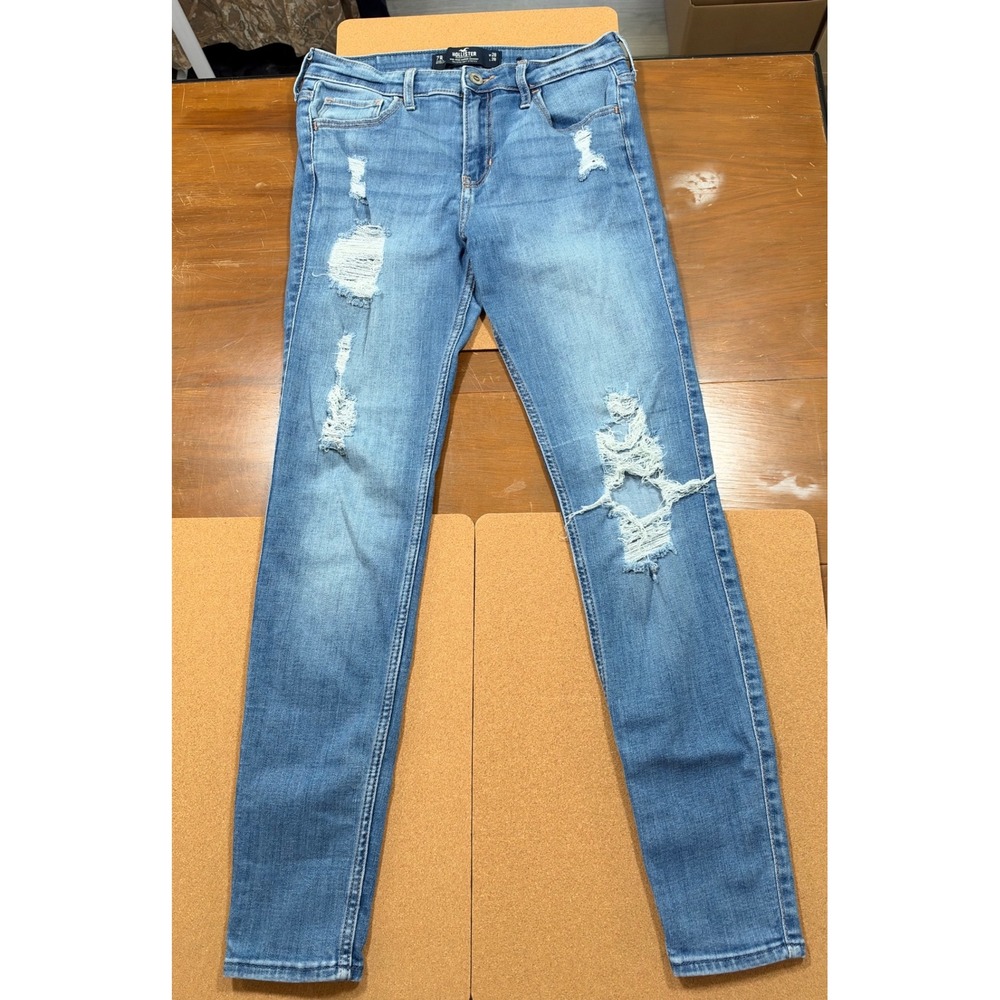 Hollister Super Skinny Jeans Women 7R Blue Distressed Soft Stretch 7R 28x28